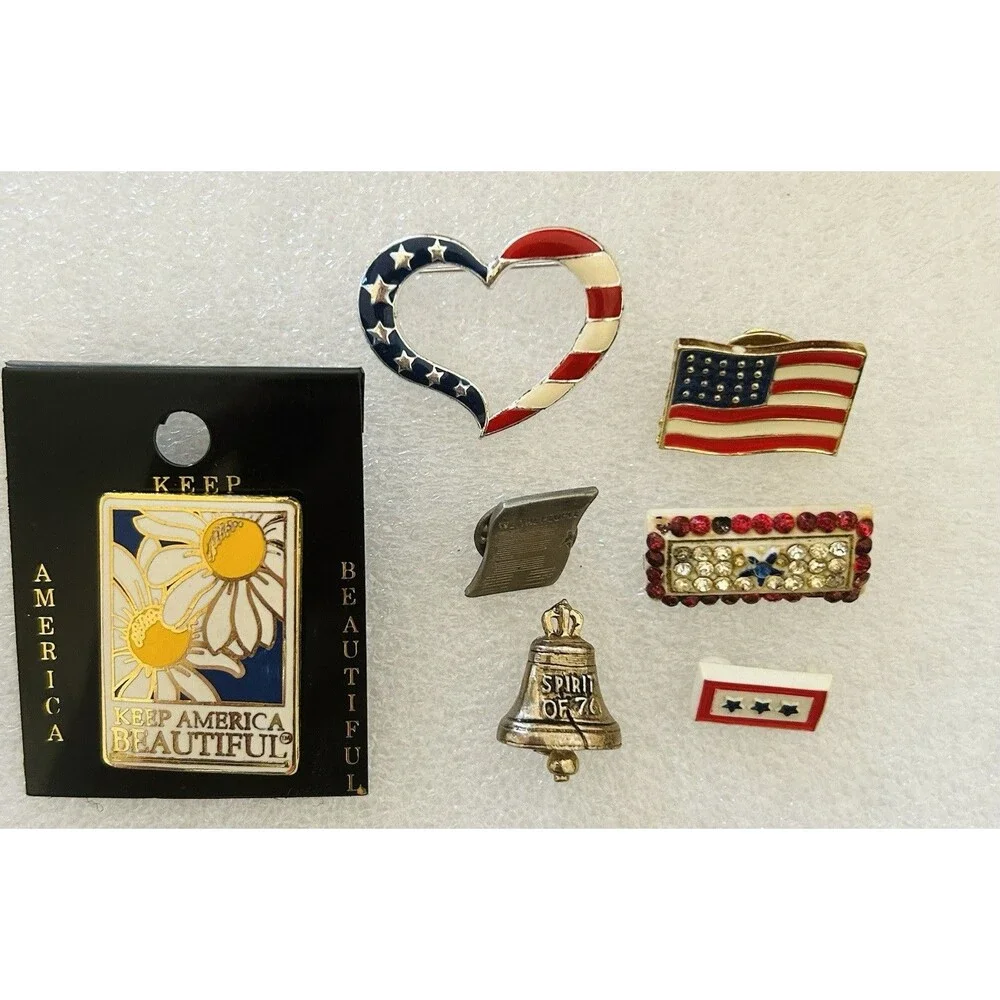 Vintage American Flag Liberty Bell Patriotic Avon America Beautiful Pin Brooch